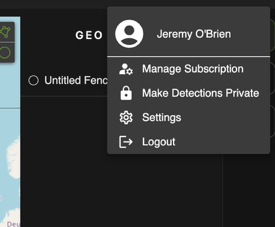 The account menu.
