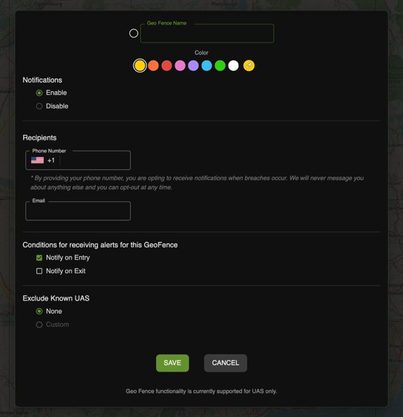 The geofence form.